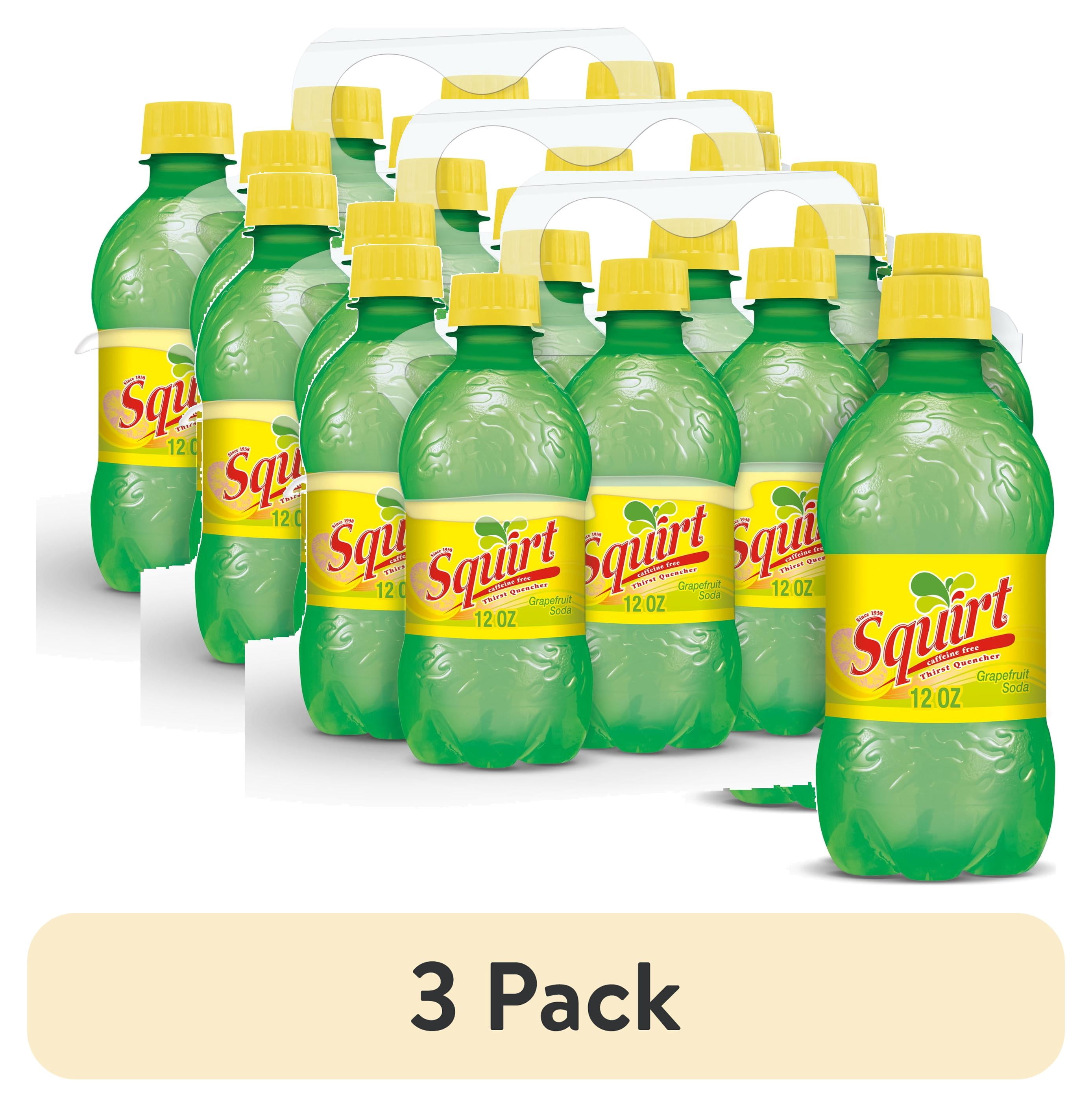 (3 pack) Squirt Caffeine Free Grapefruit Soda Pop, 12 fl oz, 8 Pack Bottles