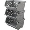 thumbnail image 1 of 3-pack Stackable Storage Baskets, Plastic Stacking Organizer Bins, 1 of 7