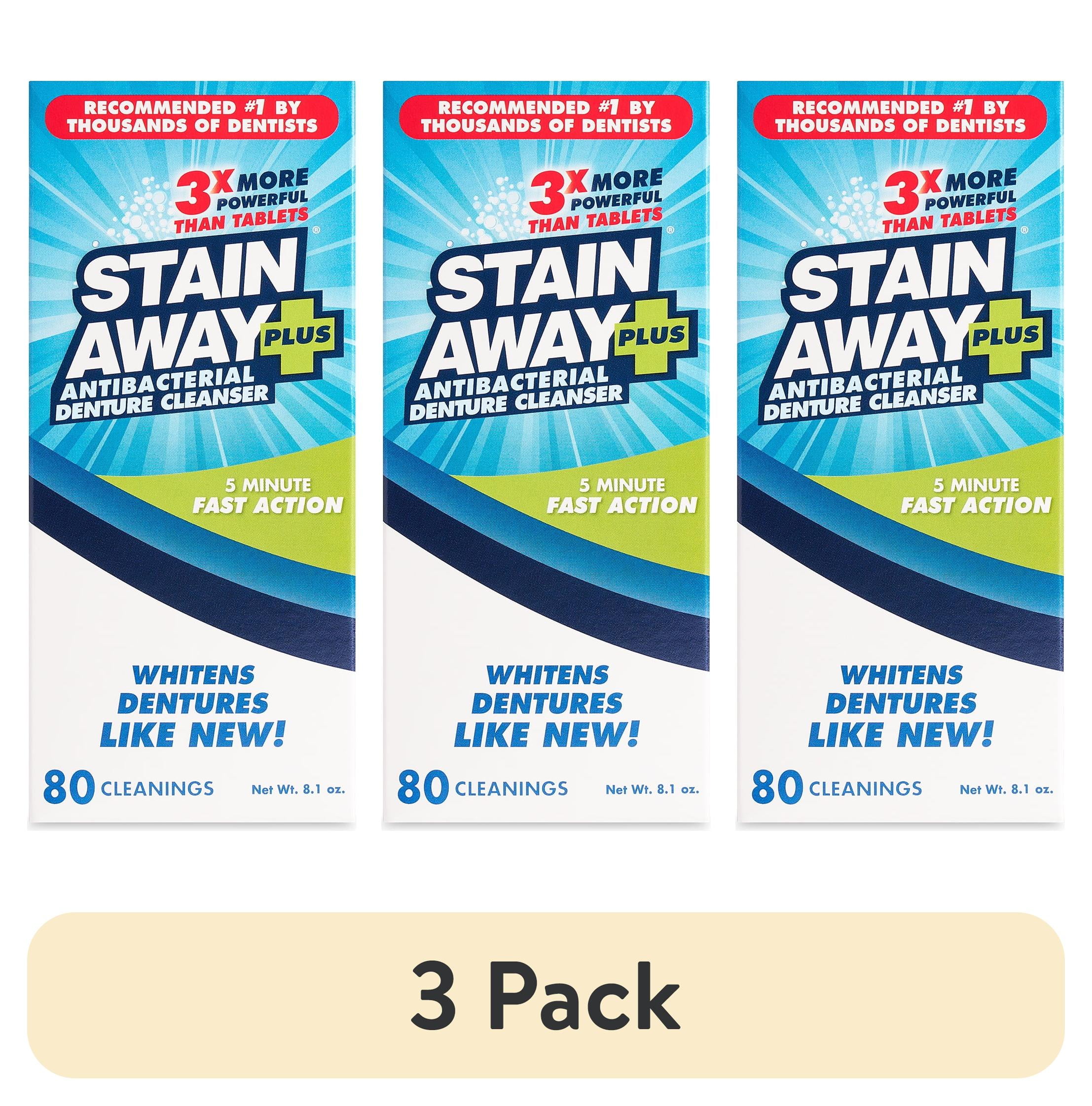 3 pack) Stain Away Plus Professional Strength Denture Cleanser