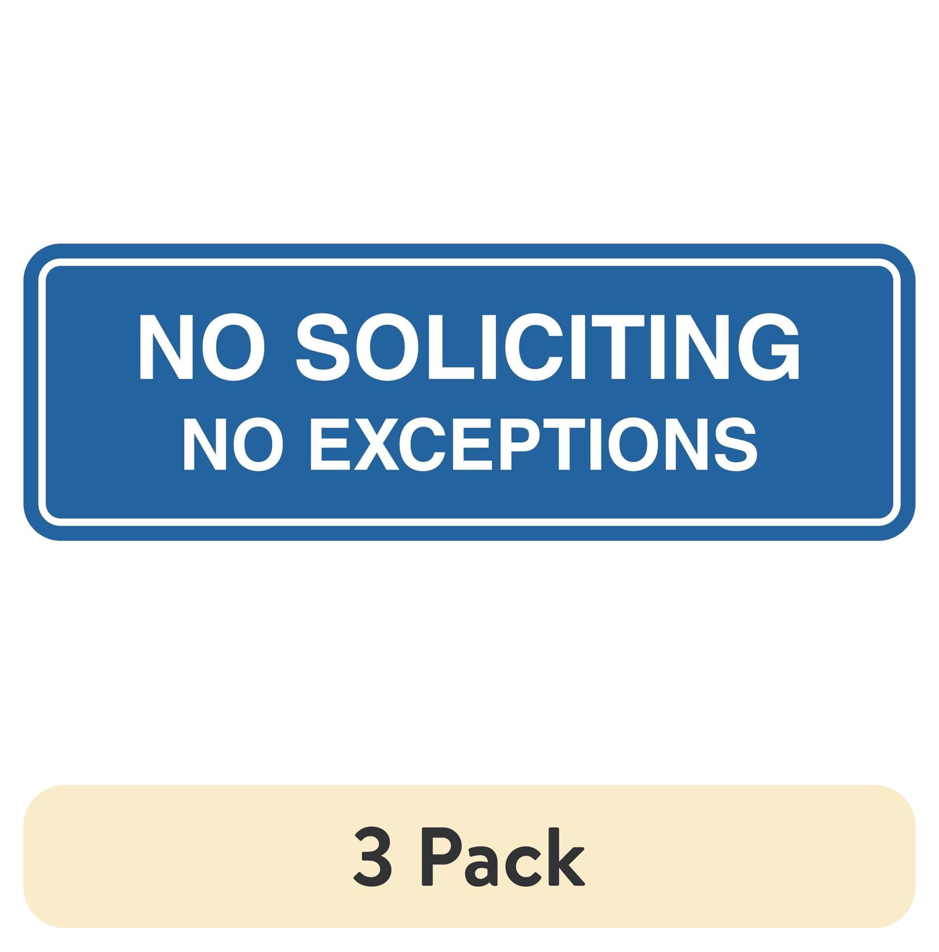 (3 pack) Standard No Soliciting No Exceptions Sign (Blue) - Large 3