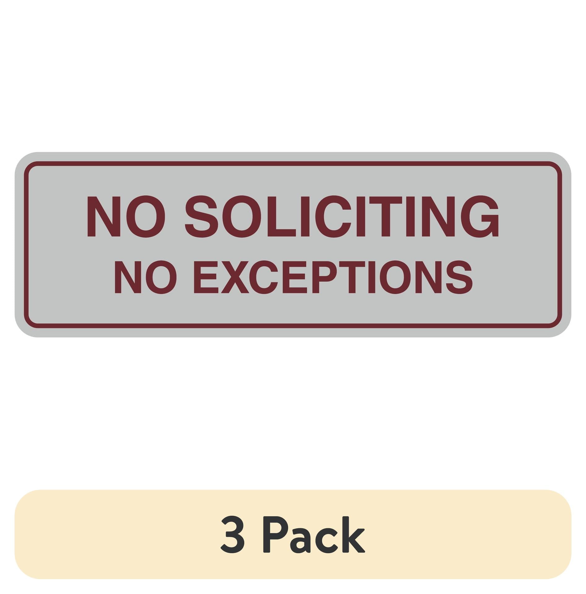(3 pack) Standard No Soliciting No Exceptions Sign (Light Grey ...