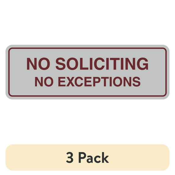 (3 pack) Standard No Soliciting No Exceptions Sign (Light Grey ...