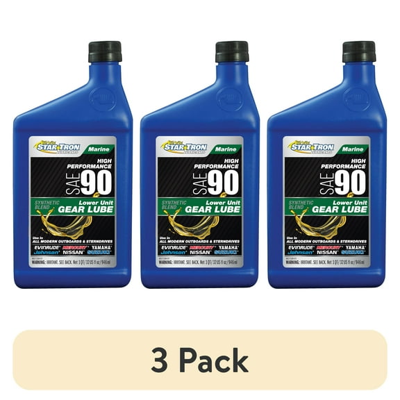 (3 pack) Star Tron High Performance SAE 90 Marine Gear Lube – Synthetic Blend Lower Unit Oil for Outboards & Sterndrives – Corrosion & Wear Protection – Compatible with Evinrude, Yamaha, Mercury & More