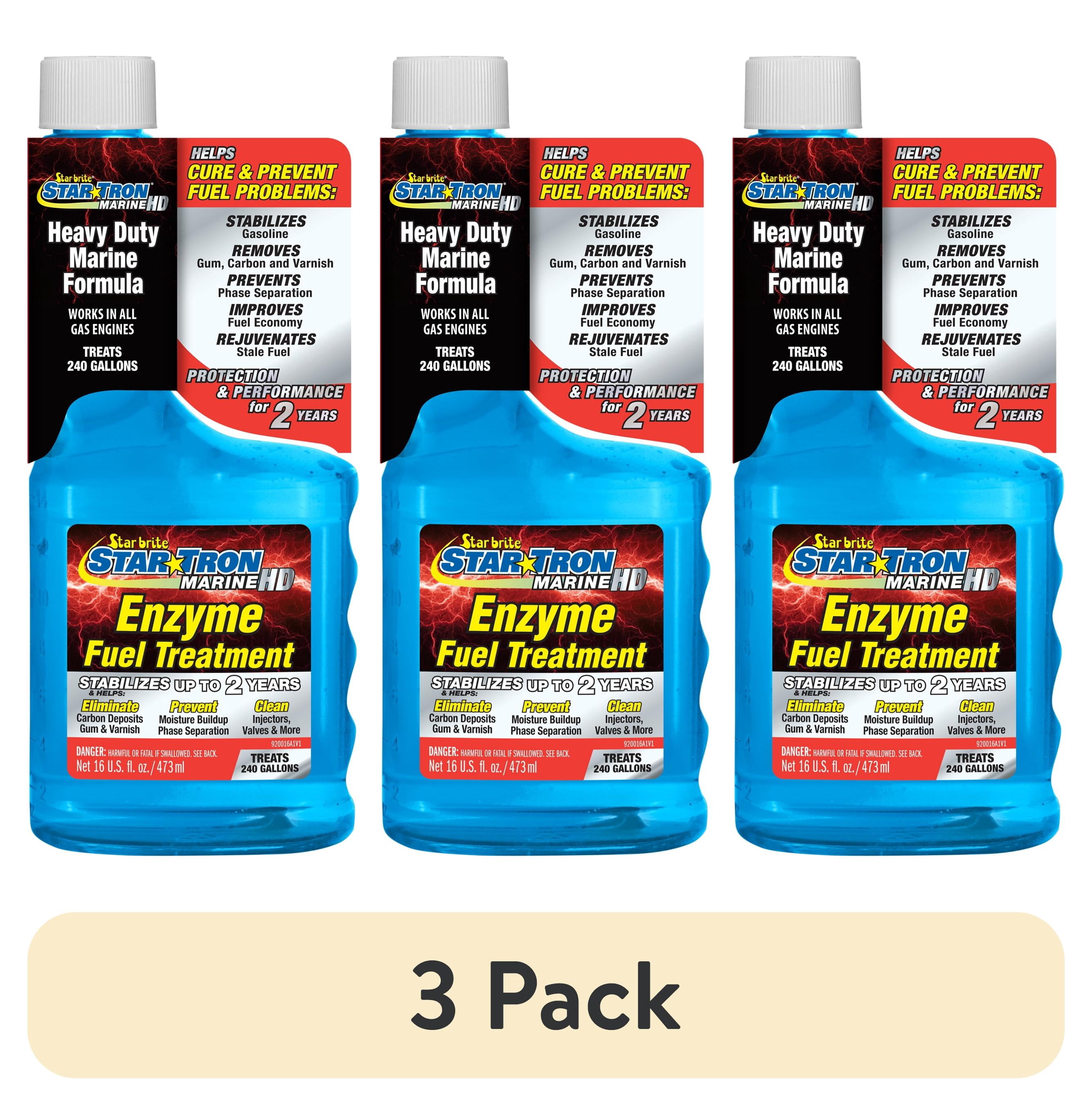 (3 pack) Star Tron Enzyme Fuel Treatment - Marine Heavy Duty Formula - Stabilizes Fuel, Eliminates Gum & Carbon Deposits, Improves Fuel Economy - Treats 240 Gallons