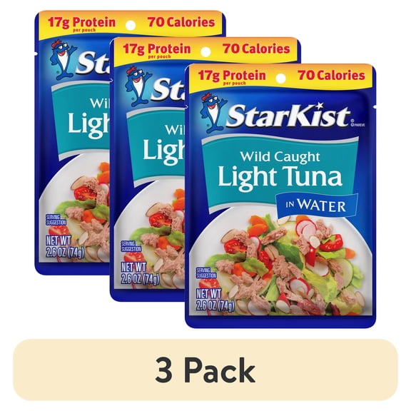 (3 pack) StarKist Light Tuna in Water, 17g Protein, 2.6 oz Pouch