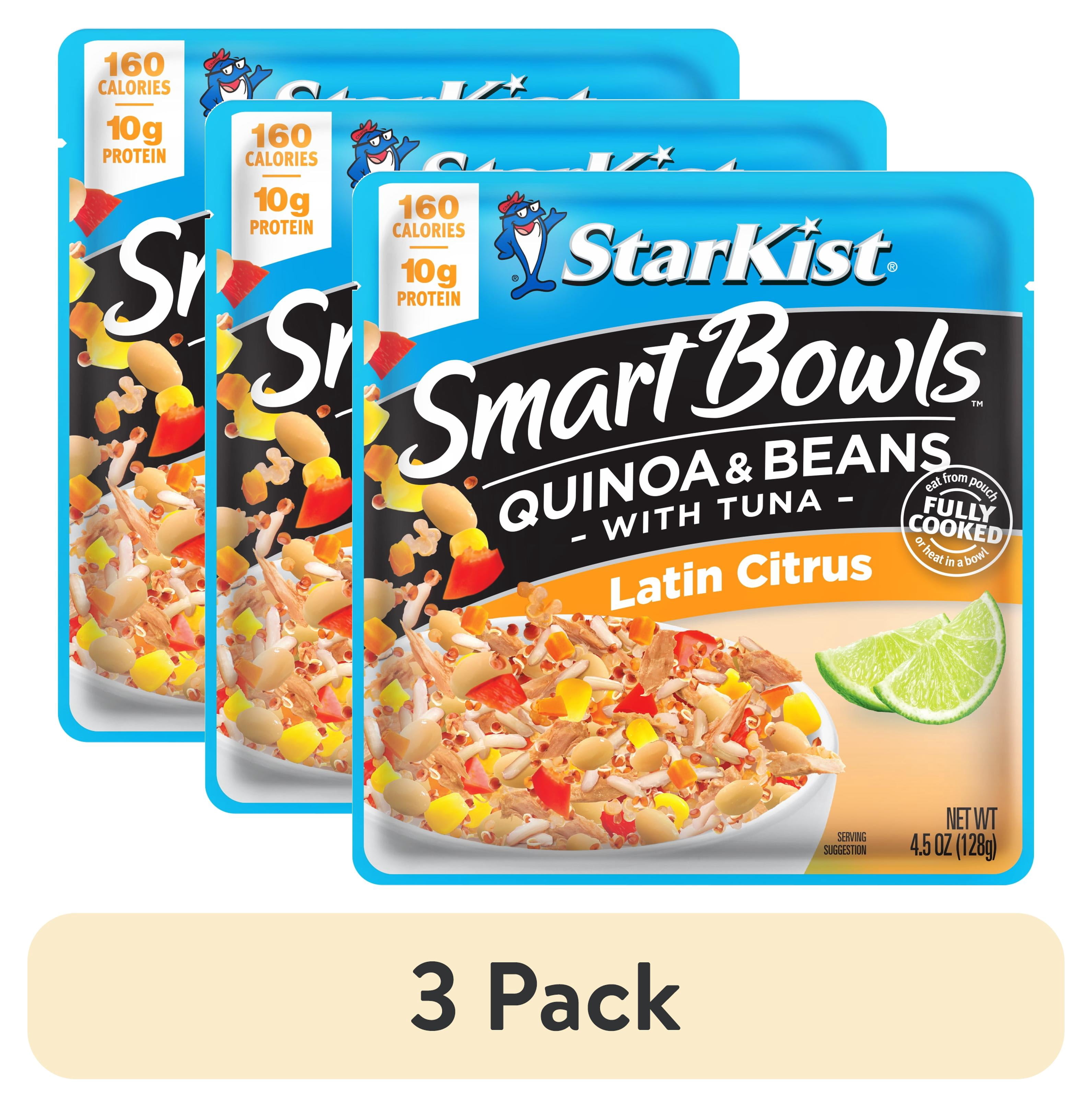 (3 pack) StarKist Smart Bowls Tuna Quinoa and Beans Latin Citrus, 10g Protein, 4.5 oz Pouch