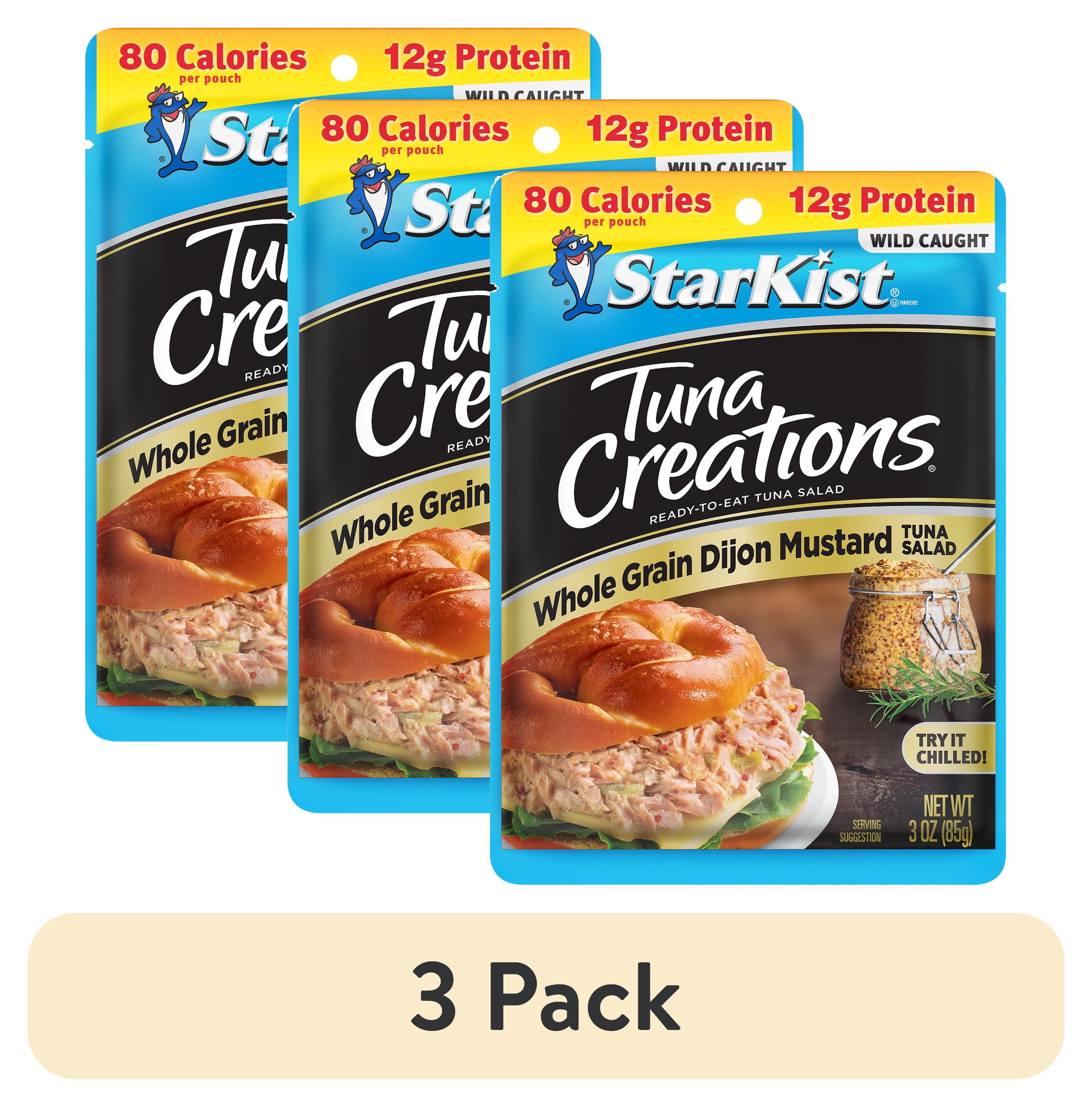 (3 pack) StarKist Tuna Creations Whole Grain Dijon Mustard Tuna Salad, Ready to Eat, 12g Protein, 3 oz Pouch