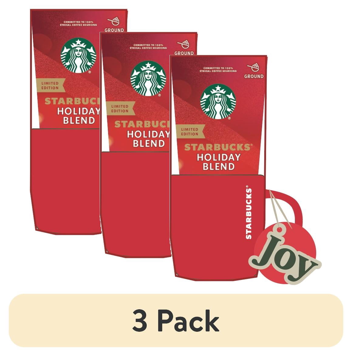 (3 pack) Starbucks Holiday Red Mug Gift Set with Holiday Blend Coffee