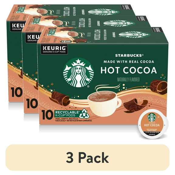 (3 pack) Starbucks Hot Cocoa, Made with Real Cocoa, K-Cup Coffee Pods, 10 Count