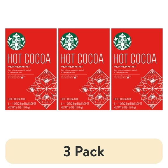 (3 pack) Starbucks Peppermint Hot Cocoa Mix, 6 Count Box