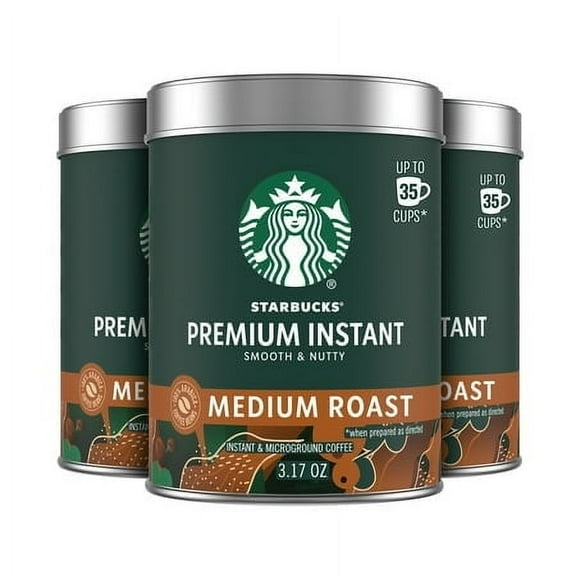 (3 pack) Starbucks Premium Instant Coffee, Medium Roast Coffee, Arabica Beans, 3.17 oz