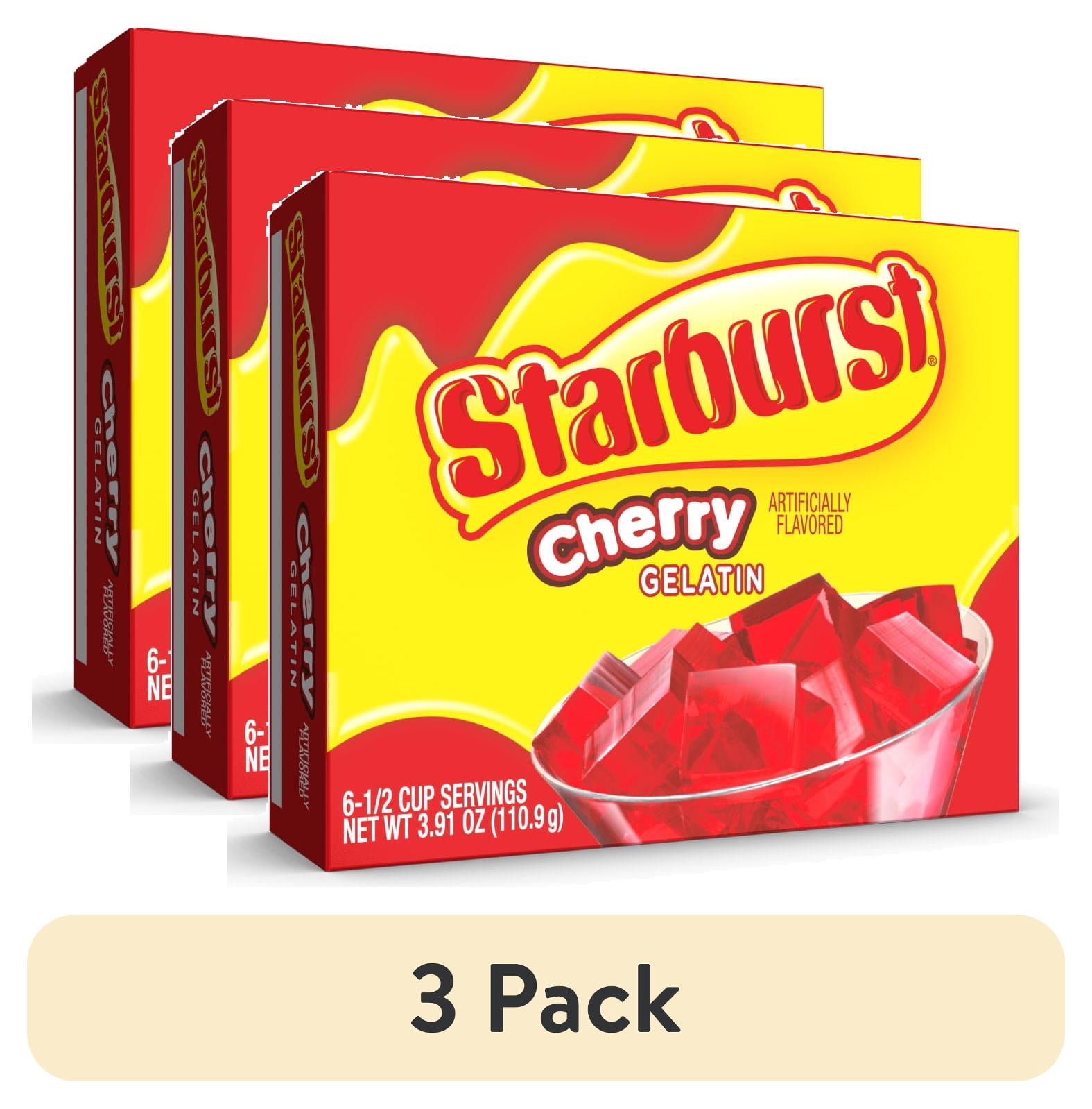 (3 pack) Starburst Cherry Gelatin Mix, 6 Servings, 3.91 oz Cardboard Box
