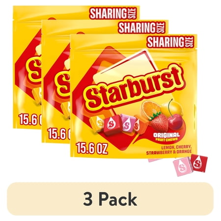 (3 pack) Starburst Original Fruit Chews Chewy Candy, Sharing Size - 15.6 oz Bag