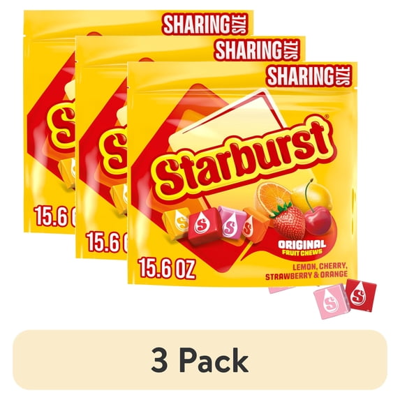 (3 pack) Starburst Original Fruit Chews Chewy Candy, Sharing Size - 15.6 oz Bag