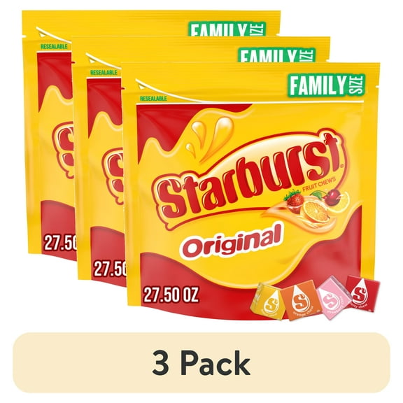 (3 pack) Starburst Original Fruit Chewy Candy Family Size 27.5 Ounce Resealable Bag