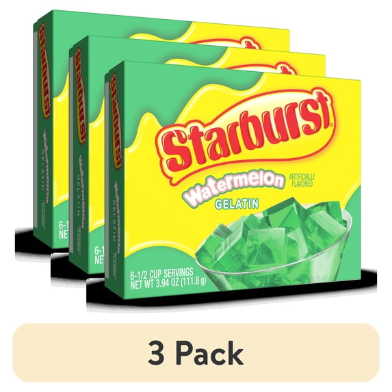 (3 pack) Starburst Watermelon Gelatin Dessert Mix, Fat-free, 6 Servings, 3.94 oz Cardboard Box