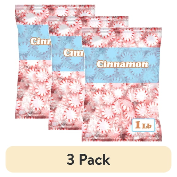 (3 pack) Starlight Peppermint Cinnamon Candy, Individually Wrapped, 1 Pound Bag