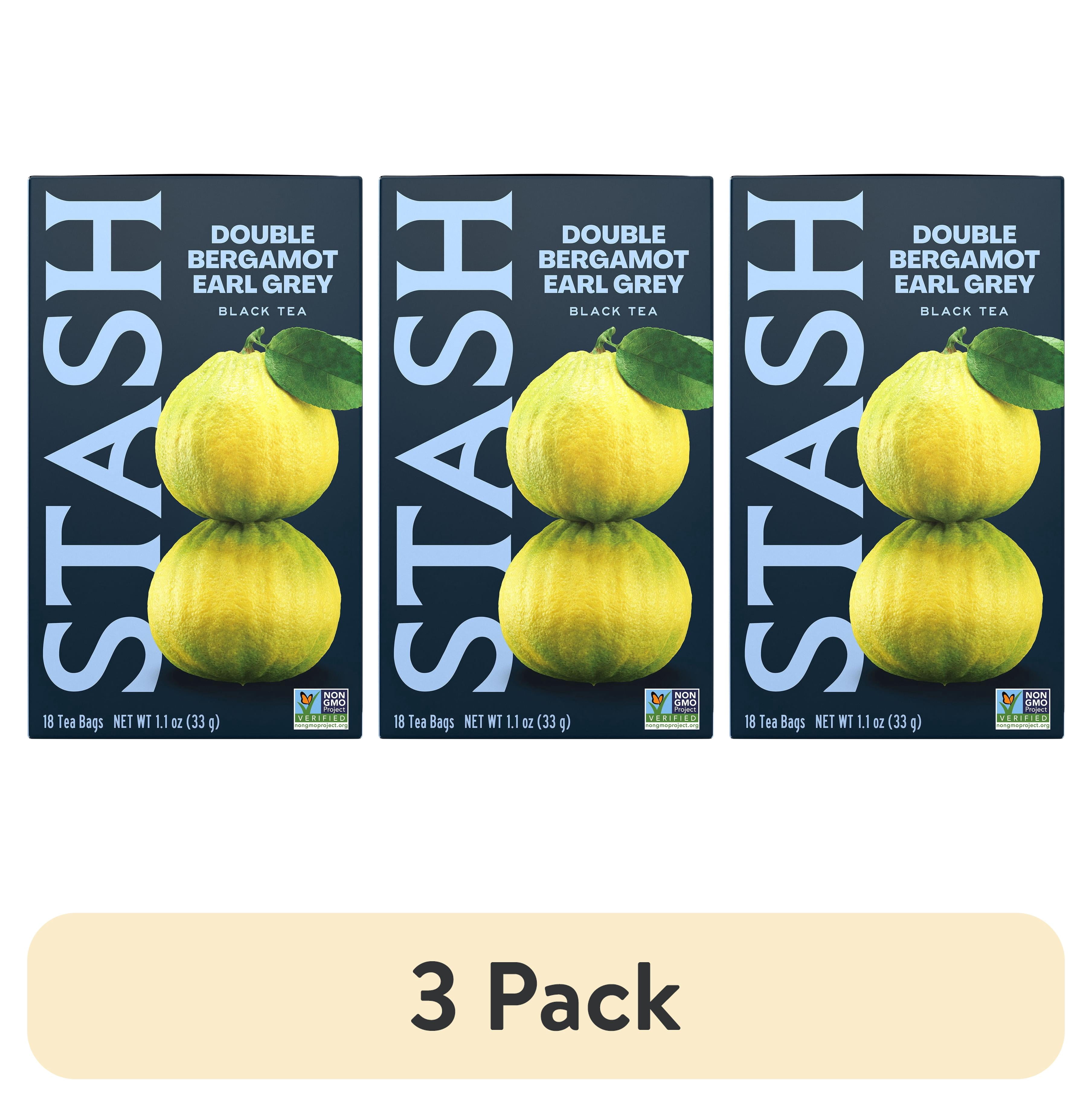 (3 pack) Stash Tea Double Bergamot Earl Grey Black Tea Bags, 18 Ct