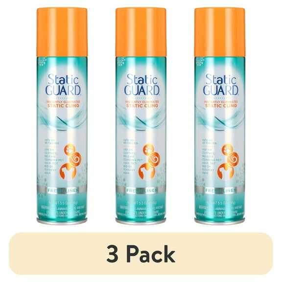 (3 pack) Static Guard Anti-Static Spray, Fresh Linen Scent, 5.5 oz Spray Can