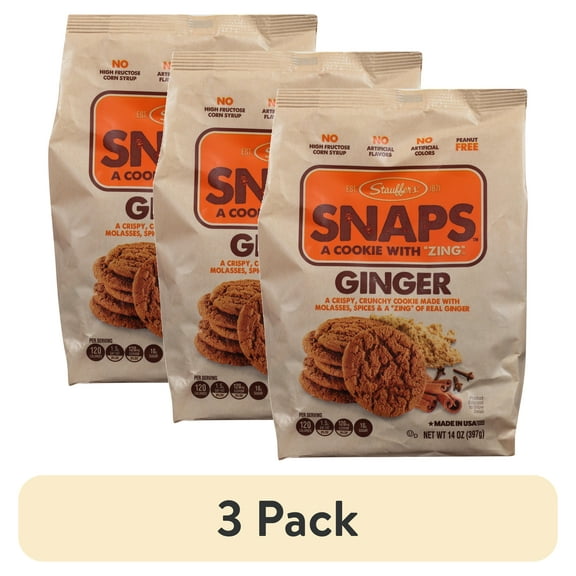 (3 pack) Stauffer's SNAPS Ginger Cookies, 14oz Shelf-Stable Bag