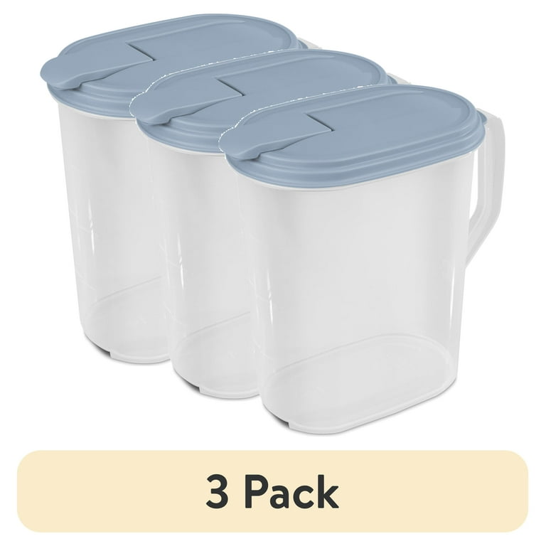 3 pack) Sterilite, Pitcher, 1 Gallon Pitcher, Clear Plastic, Flip