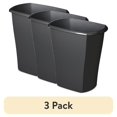 thumbnail image 1 of (3 pack) Sterilite Large Kitchen Trash Can, 10 Gallon Plastic Garbage Bin with No Lid, Black, 1 of 9