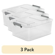 (3 pack) Sterilite Modular 12.7 Quart Small Latching Storage Bin, Clear Plastic Storage Container with Write-on ID Latches, Gray