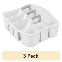 (3 pack) Sterilite Divided Ultra™ Caddy, Easy Carry, Handy Plastic Utility Storage, White