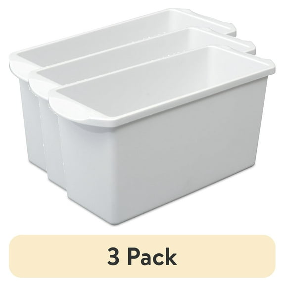 (3 pack) Sterilite, Ice Cube Tray, Ice Cube Bin, Narrow Design, Space-efficient, BPA-Free, White, useful for everyday beverage storage.