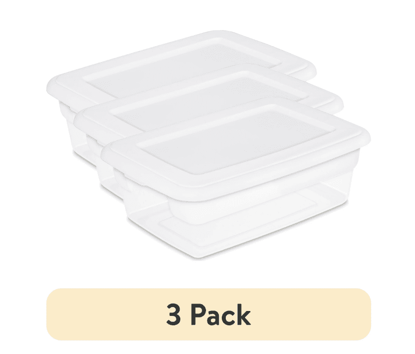 Sterilite 12 Qt Plastic Storage Box 3 Pack with Lid, Clear