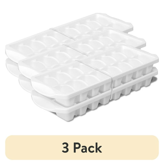 (3 pack) Sterilite, Ice Cube Tray, Set of Two Stacking Ice Cube Trays, Easy release, 16 Cubes Each, BPA-Free, White, 16 cubes, useful for everyday beverage storage.