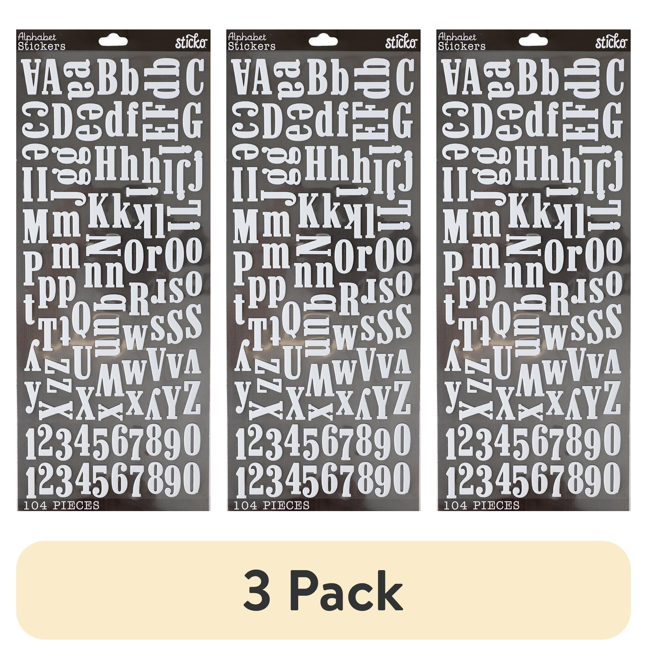 (3 pack) Sticko Large White Foam Alphabet Paper Stickers, 104 Piece