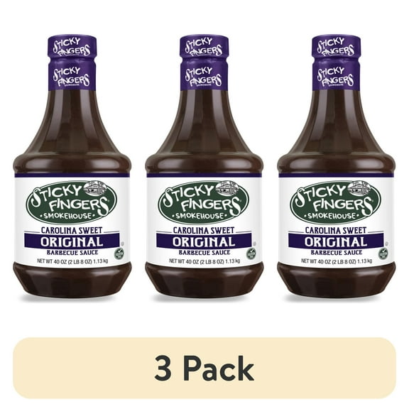 (3 pack) Sticky Fingers Smokehouse Carolina Sweet Original Barbecue Sauce 40 oz