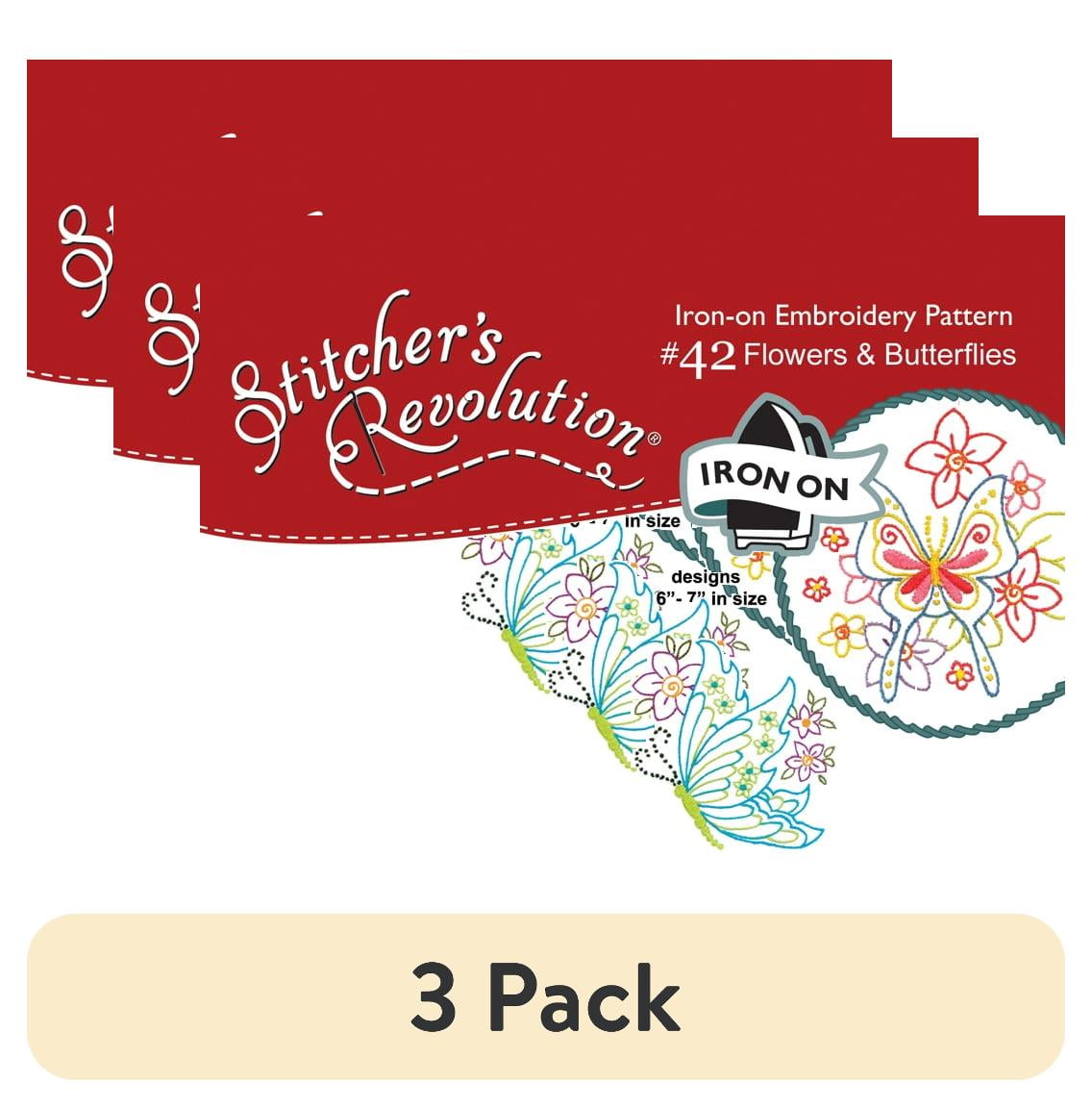(3 pack) Flowers and Butterflies Iron On Transfer Pattern for Embroidery, 12 Designs