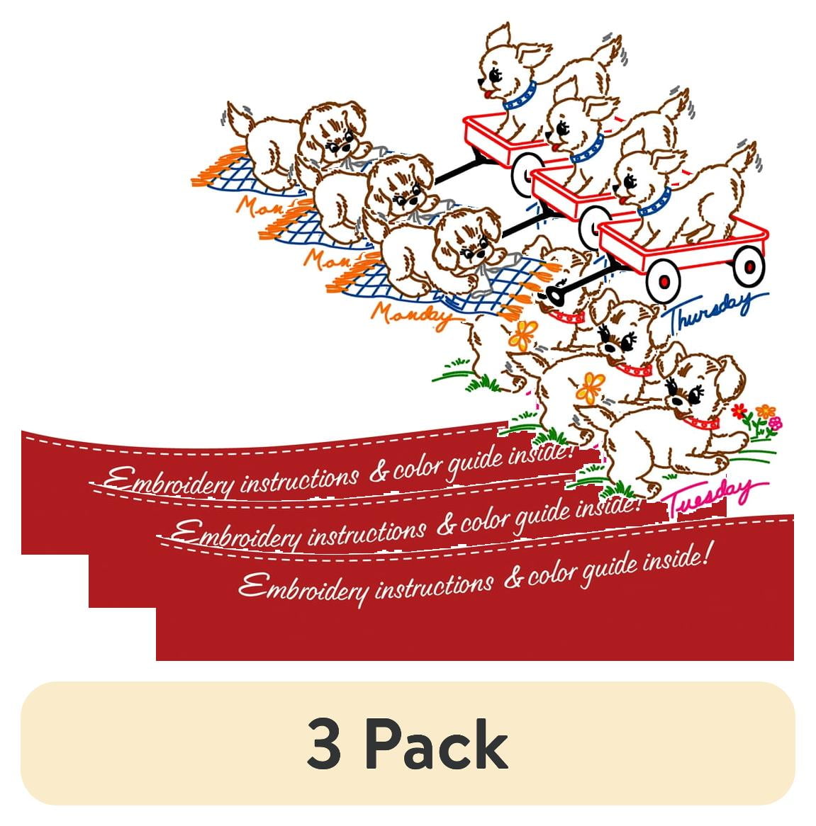 (3 pack) Stitcher's Revolution Puppy Fun Iron-on Transfer Pattern for Embroidery
