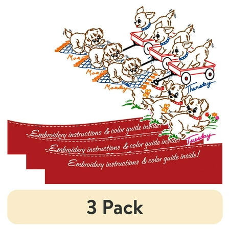 (3 pack) Stitcher's Revolution Puppy Fun Iron-on Transfer Pattern for Embroidery