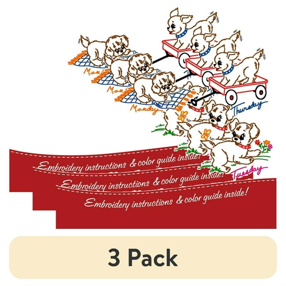 (3 pack) Stitcher's Revolution Puppy Fun Iron-on Transfer Pattern for Embroidery
