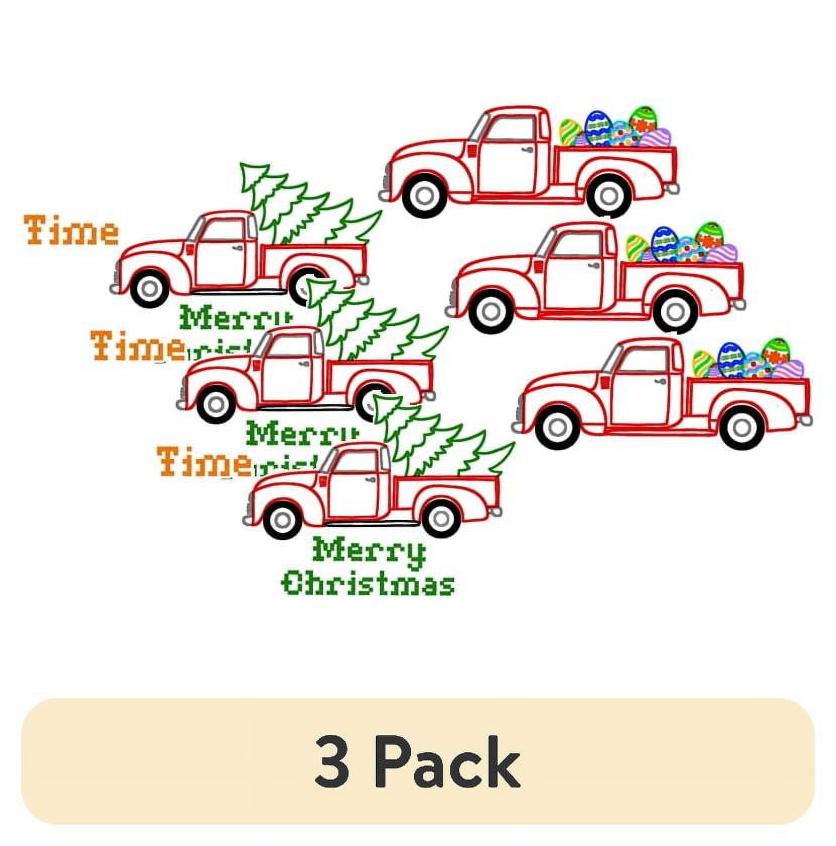(3 pack) Stitcher's Revolution Retro Red Truck Iron On  Pattern for Embroidery, 11 Designs