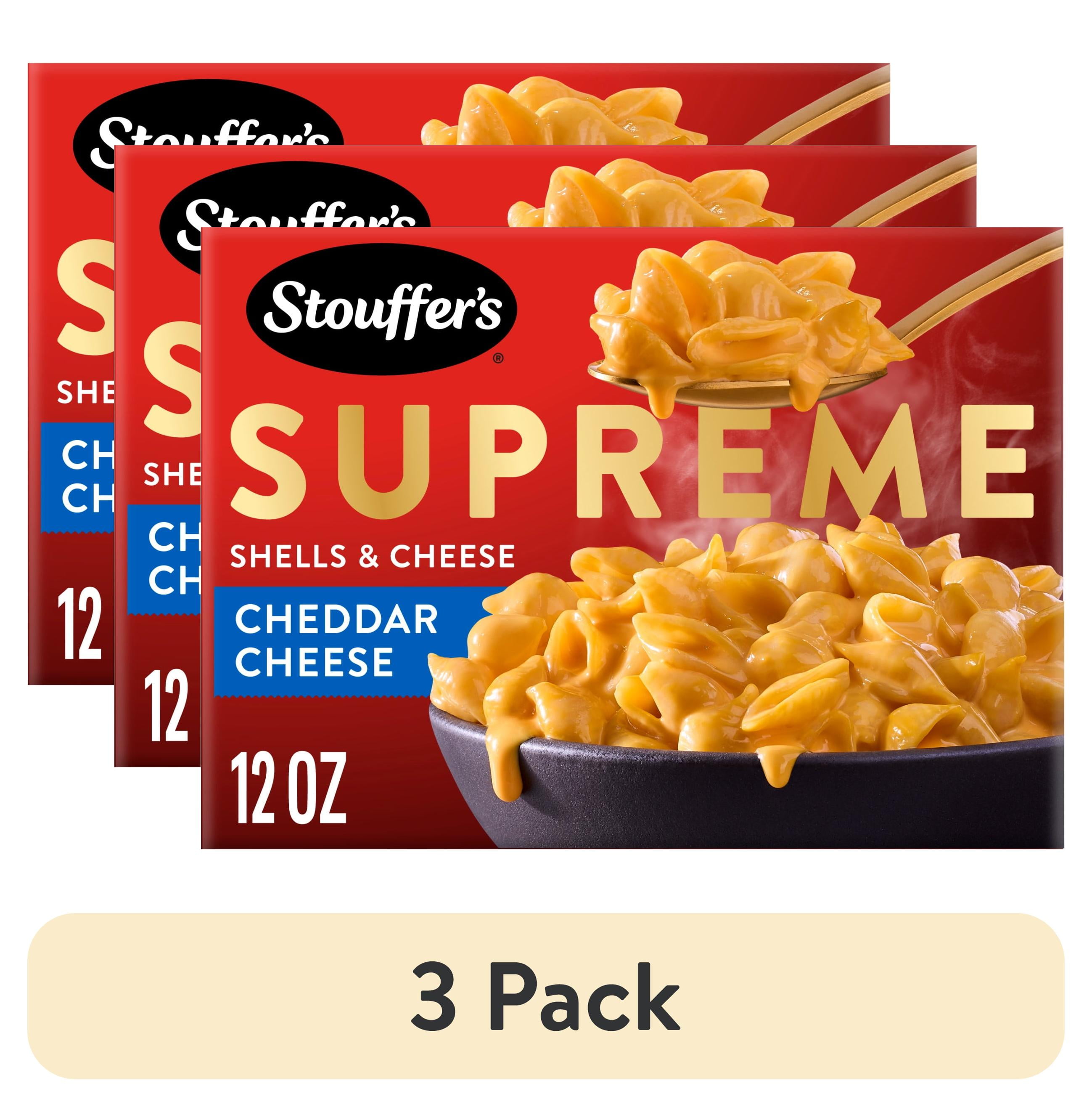 (3 pack) Stouffers Macaroni and Cheese Meal, Supreme Shells and Cheese, Cheddar Cheese Sauce, Boxed Mac and Cheese Pasta Dinner Kit, 12 oz