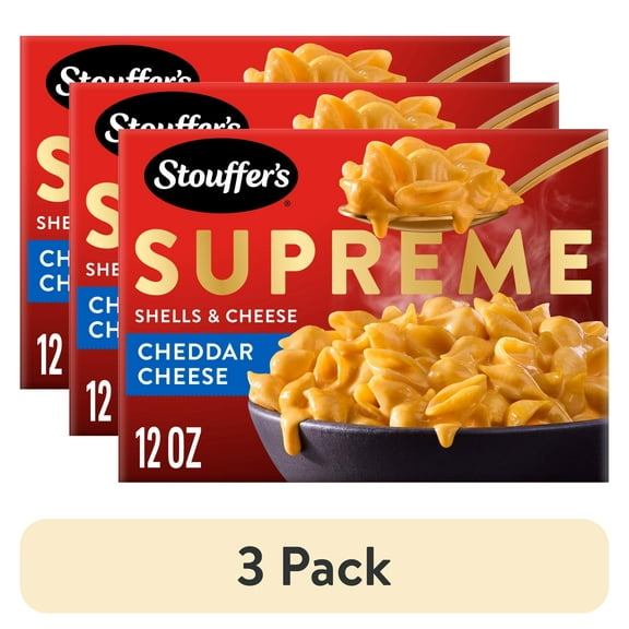 (3 pack) Stouffers Macaroni and Cheese Meal, Supreme Shells and Cheese, Cheddar Cheese Sauce, Boxed Mac and Cheese Pasta Dinner Kit, 12 oz