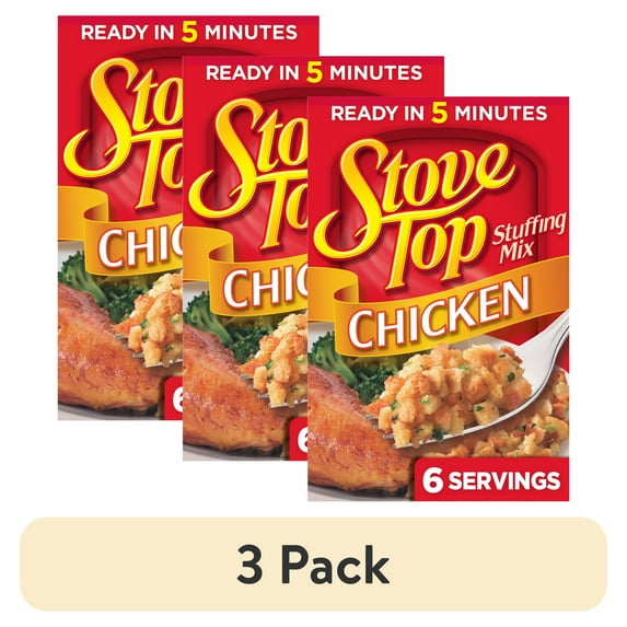 (3 pack) Stove Top Stuffing Mix, 1 Box, for Dinner Sides and Thanksgiving Dinner, Chicken, 6 oz