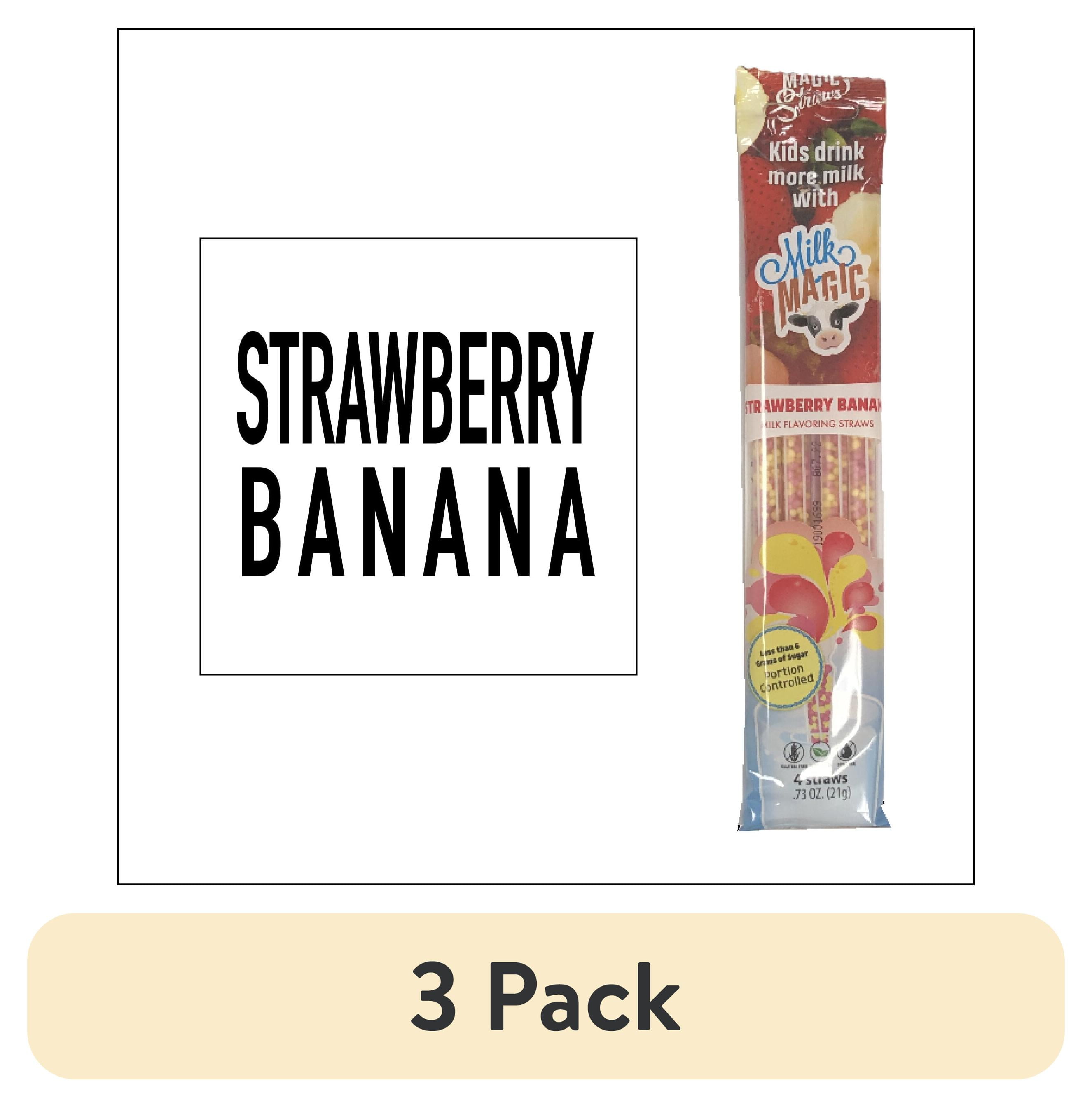 (3 pack) Milk Magic Strawberry Banana Milk Flavoring Straws 4 Count