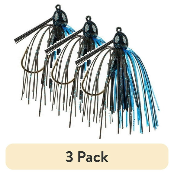 (3 pack) Strike King Bitsy Bug Mini Jig 3/16oz Black Blue Bass Jig