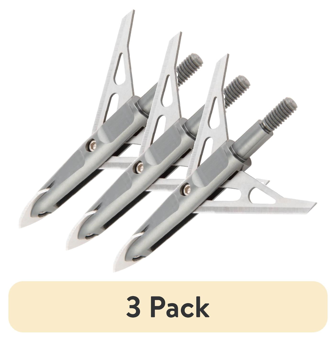 (3 pack) Stryke Rear Deploying Cut-On-Contact Archery Broadheads, 100-Grain, 3-Pack, Carbon Gray