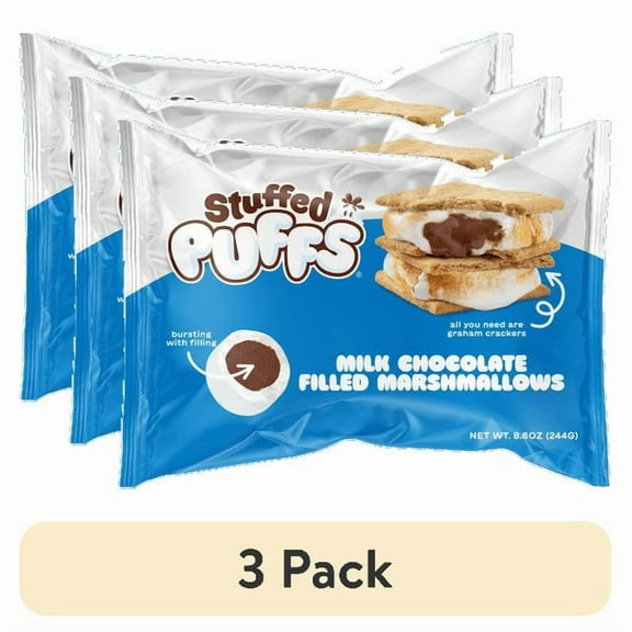 (3 pack) Stuffed Puffs Chocolate Filled Vanilla Marshmallows, 8.6oz Bag