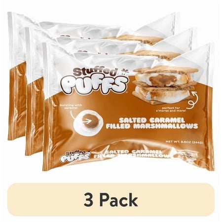 (3 pack) Stuffed Puffs Filled Marshmallows, Salted Caramel, 8.6 oz