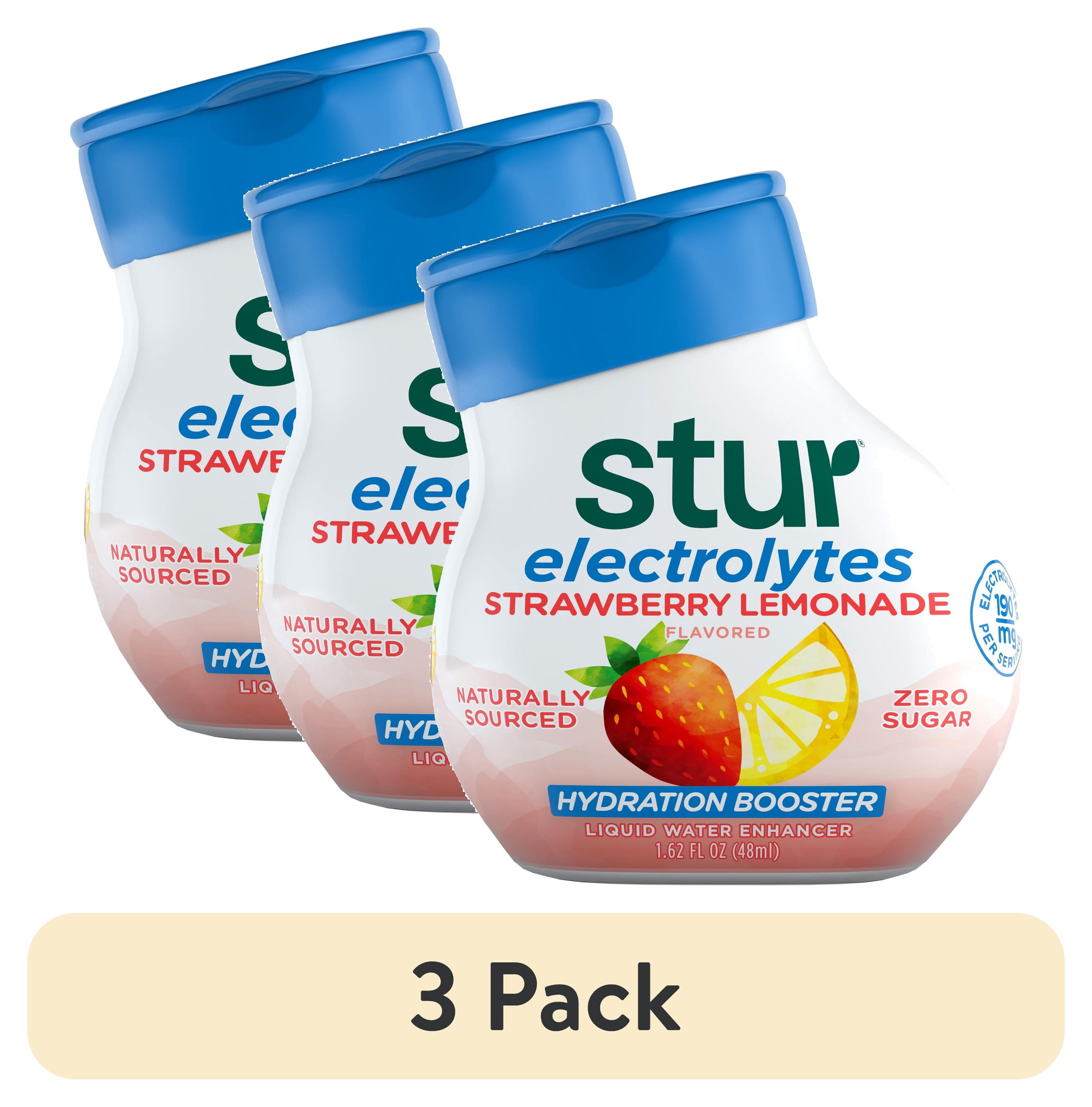 (3 pack) Stur Electrolytes Strawberry Lemonade Drink Mix, Liquid Water Enhancer, Sugar-Free, 1.62oz