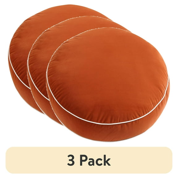 (3 pack) Home Decor Collection Style House Indoor Round Velvet Floor Cushion, 24" x 24" x 4"