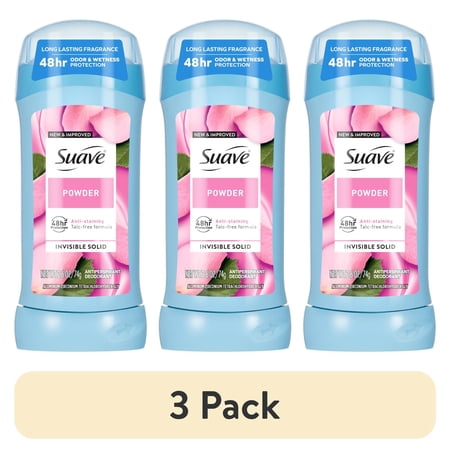 (3 pack) Suave Antiperspirant Deodorant For Women, 48hr Protection, Powder Scent, 2.6 oz