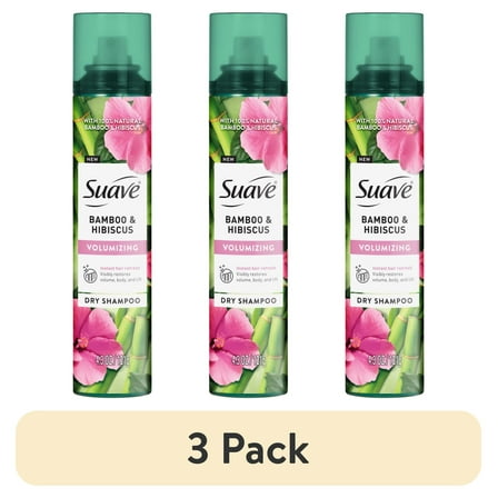 (3 pack) Suave Bamboo & Hibiscus Volumizing Dry Shampoo, for Restoring Body & Lift, 4.3 oz
